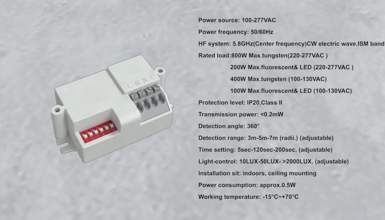 PDLUX PD-MV1031 - 5.8GHz 360 ° Smart İşıqlandırma və Təhlükəsizlik üçün 360 ° Mikrodalğalı Motion Sensor