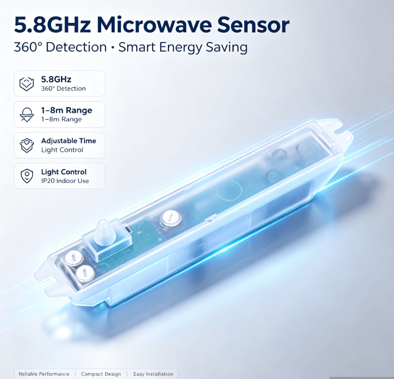PD-MV1020 5.8GHz Mikrodalğalı Sensor | Gizli Quraşdırma, İşıqlandırma üçün Daha Az Yanlış Tetikler